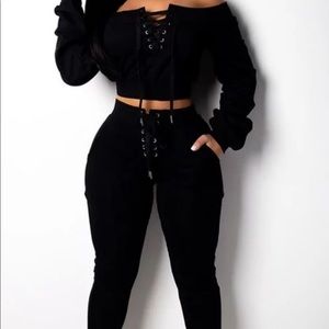 Off the shoulder sweatsuit